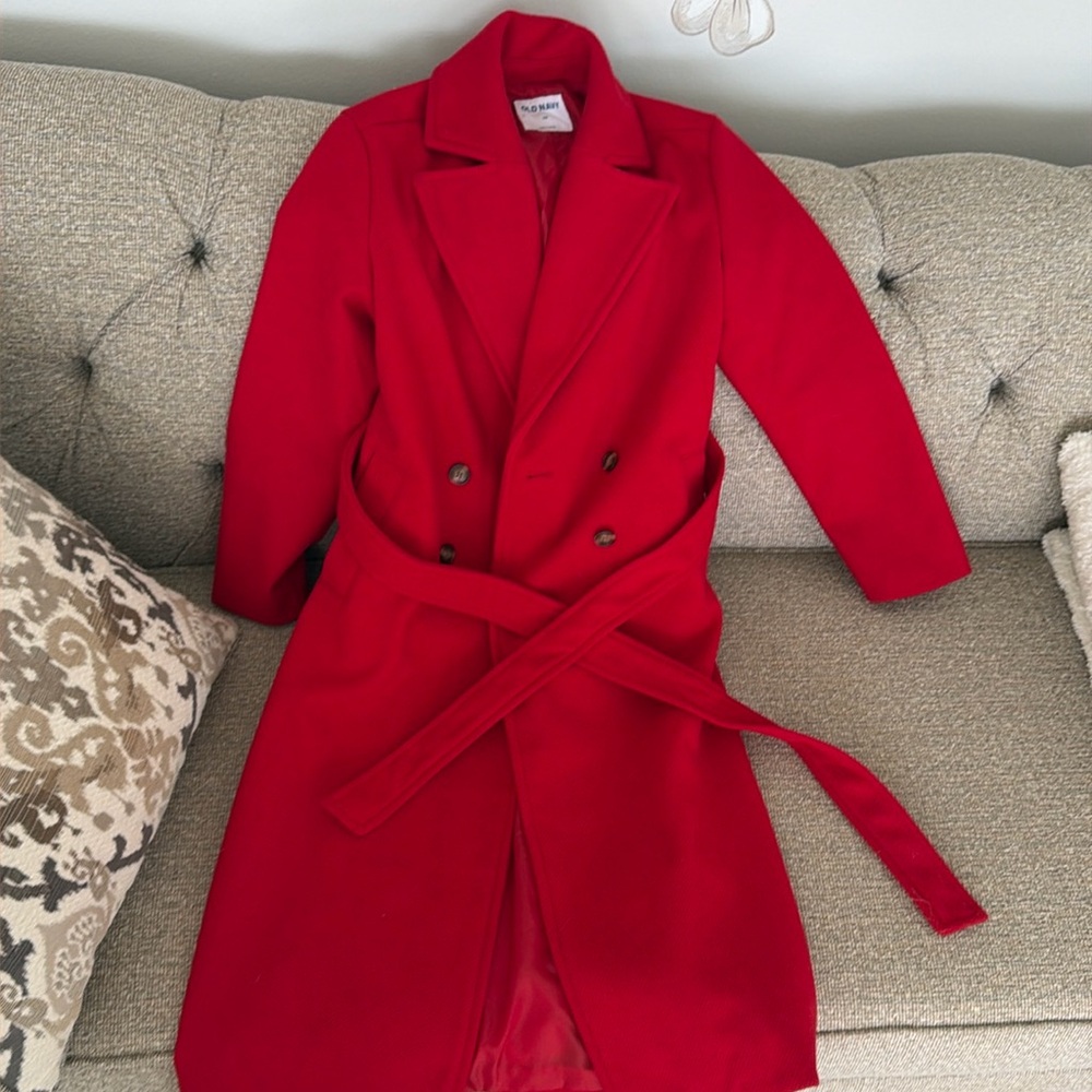 Old Navy Red Belted Coat